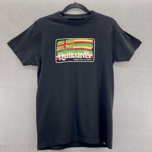 Quicksilver Hawaiian Islands Women’s Black 100% Cotton Surfing Waves T-Shirt SP‎
